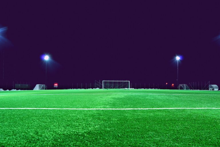 White lines on a soccer field